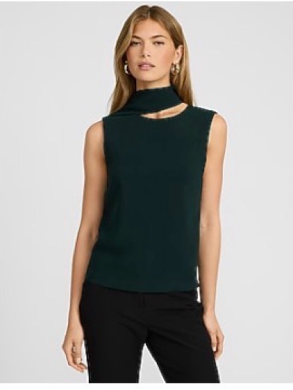 Express Emerald Green Scarf Neck Tank Top